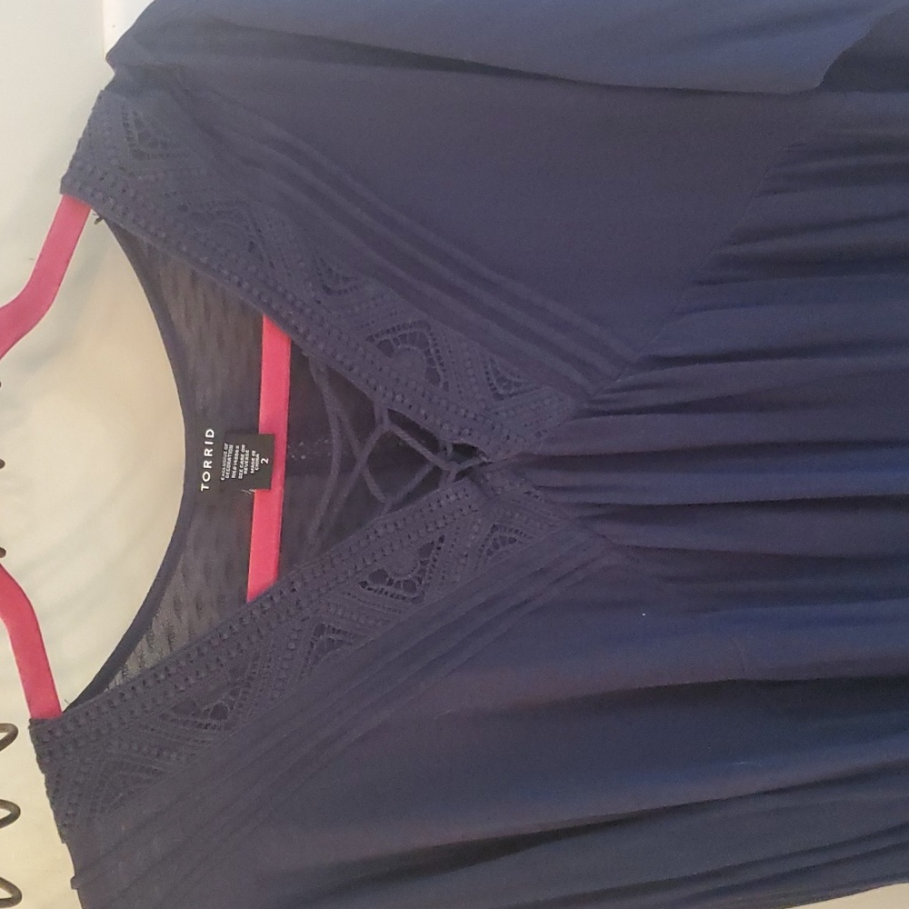 Torrid navy boho style blouse plus size 2 - Picture 4 of 5